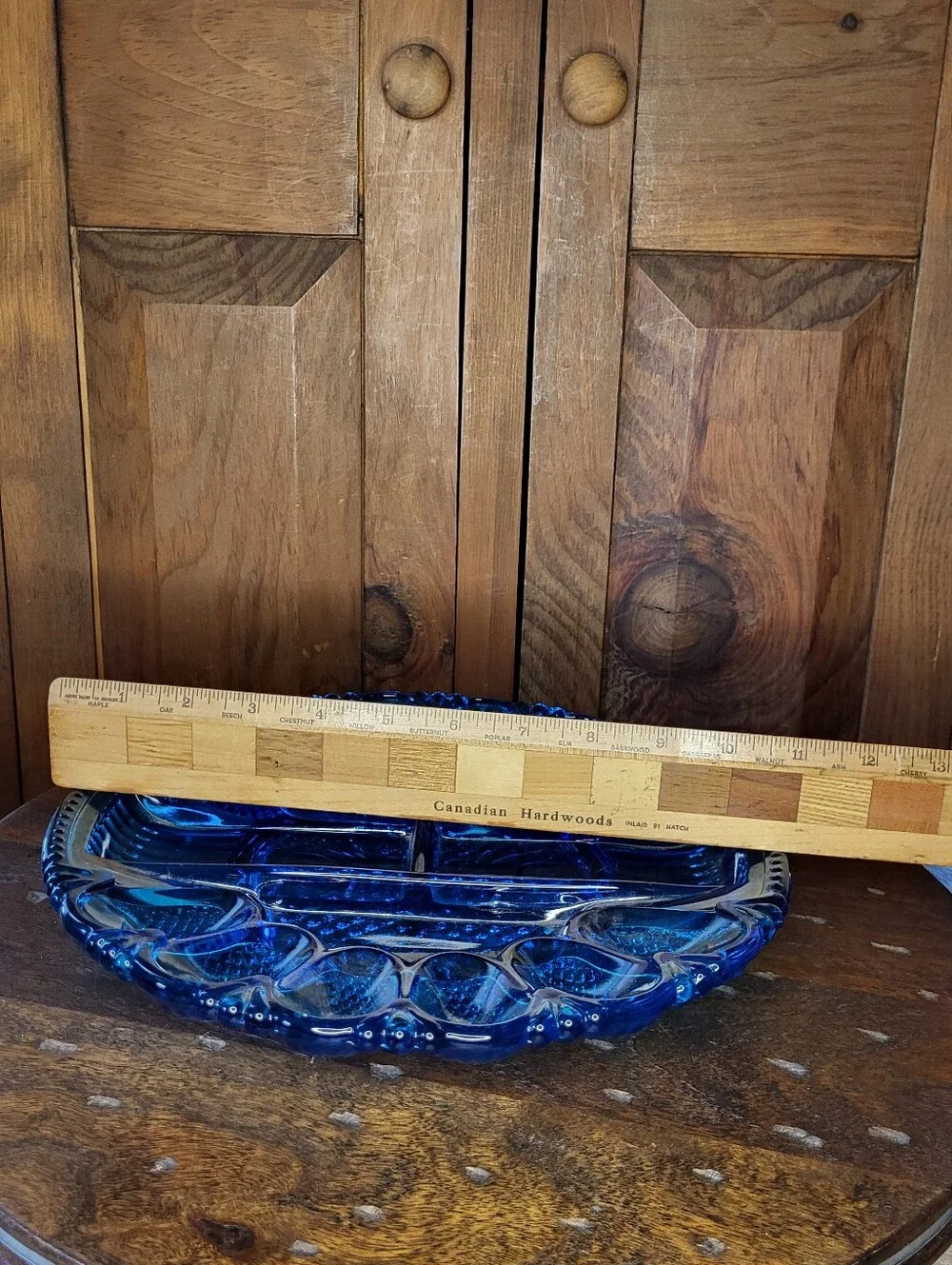 Blue Glass Divided Serving Platter - Brand Unknown